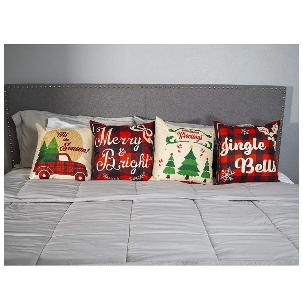 4 Pack 18x18 Inch Christmas Decor Pillow C…